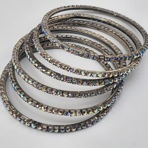 Aurora Borialis Rhinestone Bangle‎ Bracelet Set Of 6